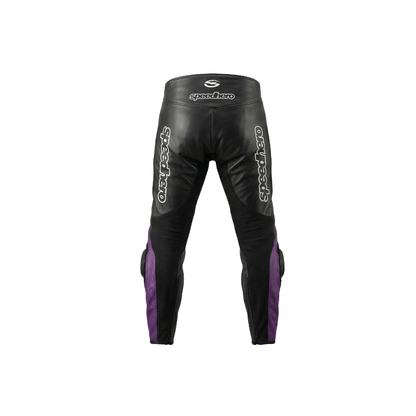 Purple and Black Women Leather Suit Motorcycle Leather All