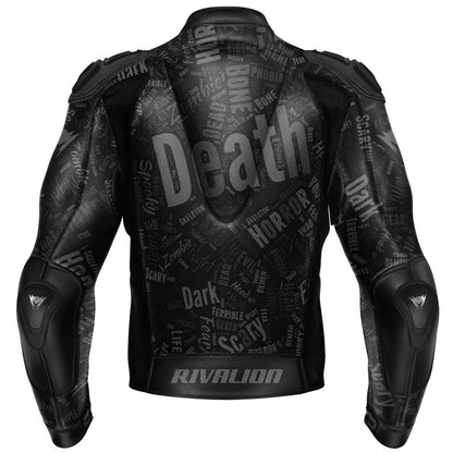 Death Race Style Black and Gray Leather Motorcycle Racing Jacket Removable Protection