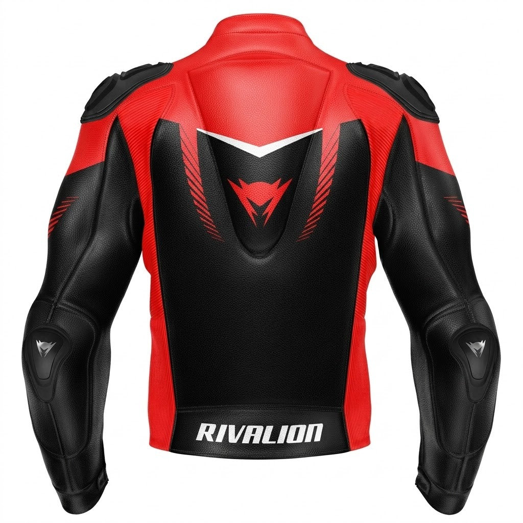 Honda Red Rockstar Leather Motorcycle Racing Jacket Removable Protection