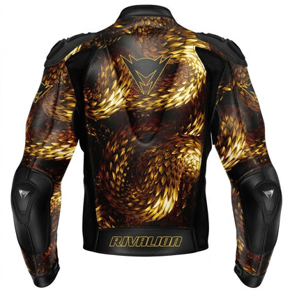 Dragon Scales Leather Motorcycle Racing Jacket Removable Protections