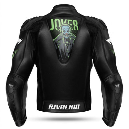 Joker Motorcycle Leather Racing Jacket Custom Design Removable Protection