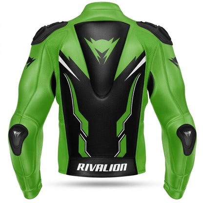 Joker Kawasaki Green Motorcycle Leather Racing Jacket Removable Protection