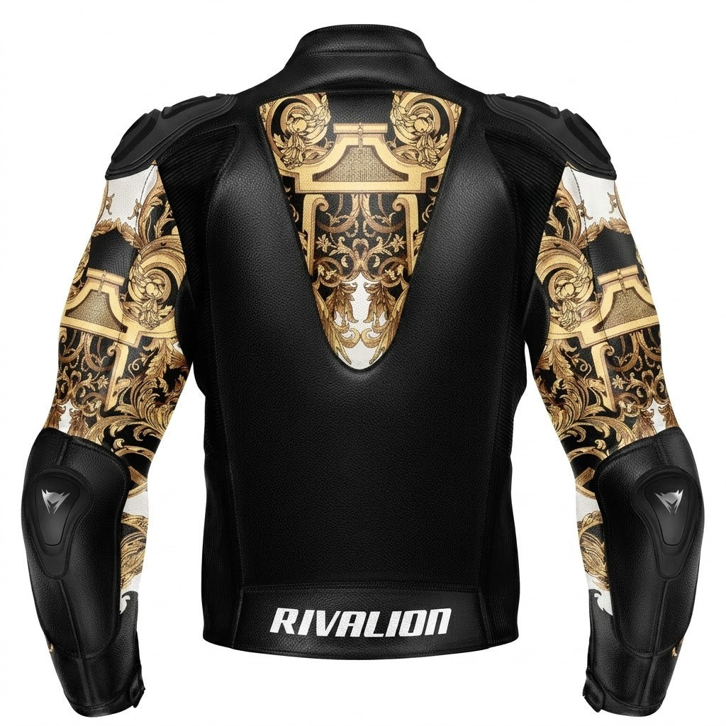 Royal Star Motorcycle Racing Leather Jacket Removable Protection