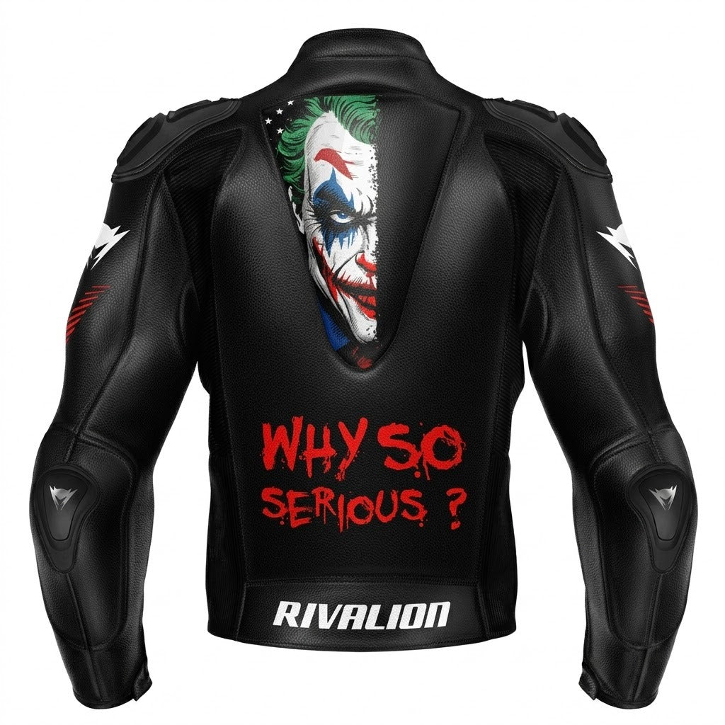 Joker Motorcycle Racing Leather Jacket Custom Design Removable Protection