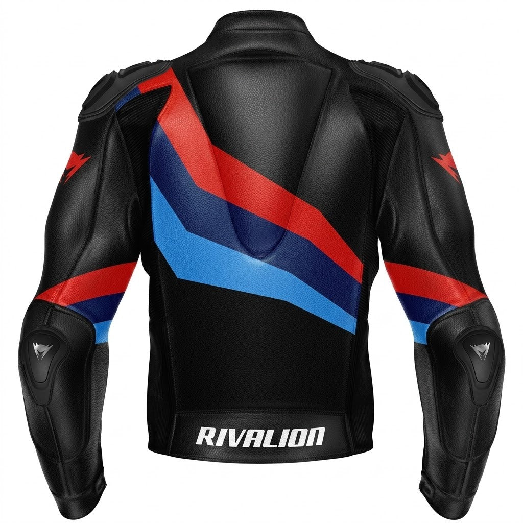 BMW Black Motorcycle Racing Leather Jacket Custom Design Removable Protection