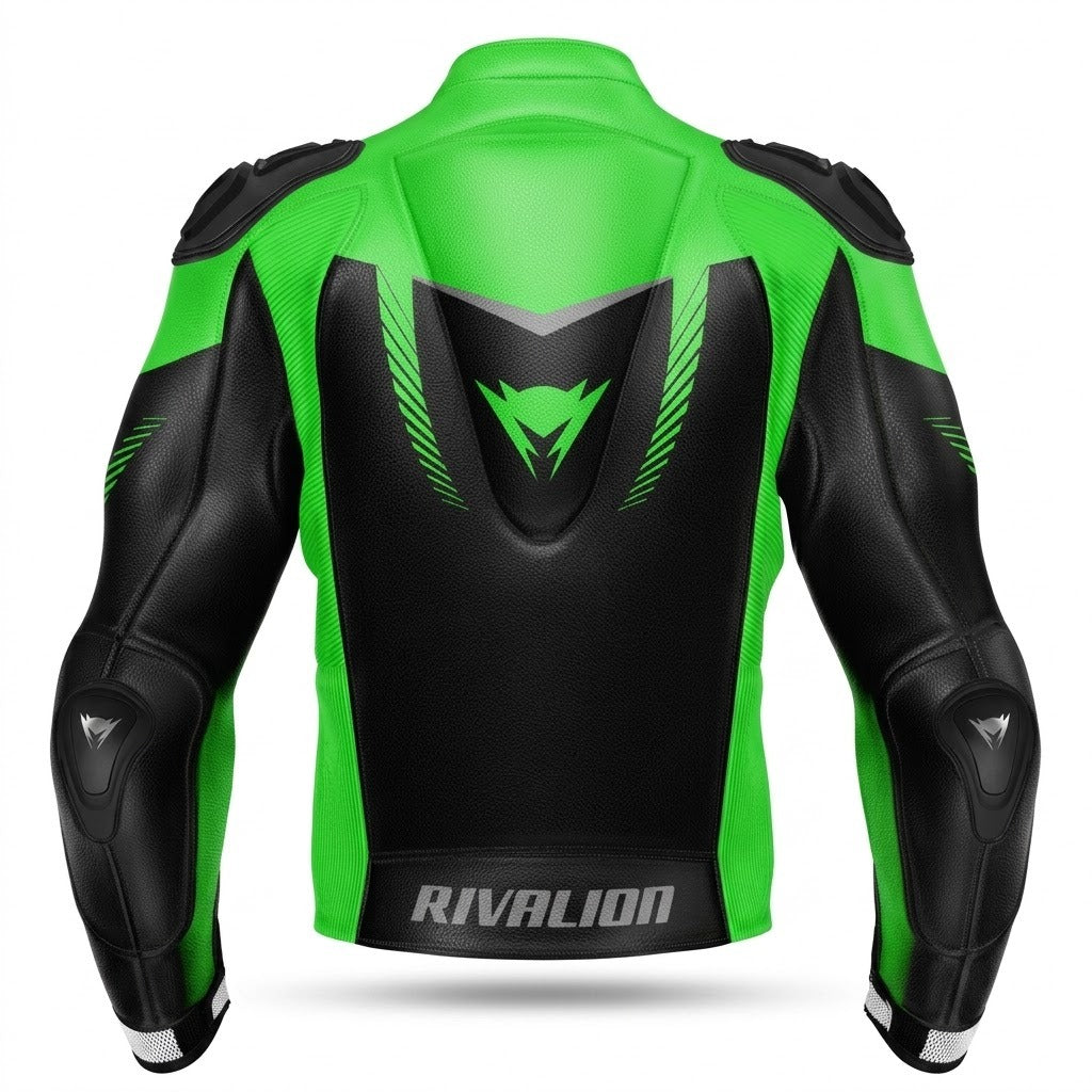 Kawasaki Ninja Green Leather Motorcycle Racing Jacket Custom Design Available