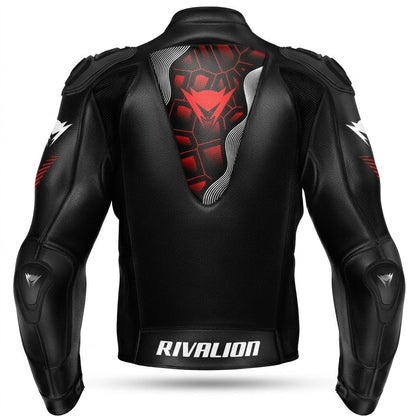 Custom Red  Black Leather Motorcycle Racing Jacket with Removable Protections