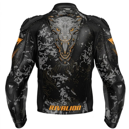 Wild Wolf Motorcycle Leather Racing Jacket Removable Protection