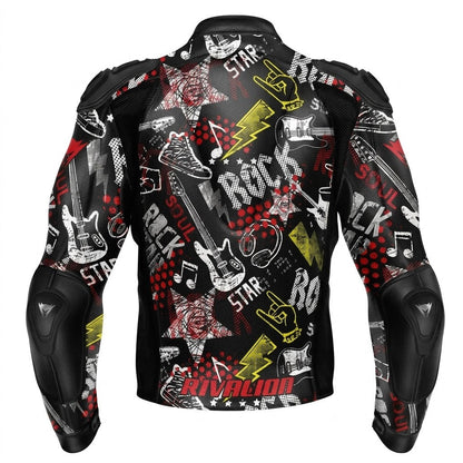 Rock star Motorcycle Racing Jacket Cowhide and Kangaroo Leather with Removable Protection