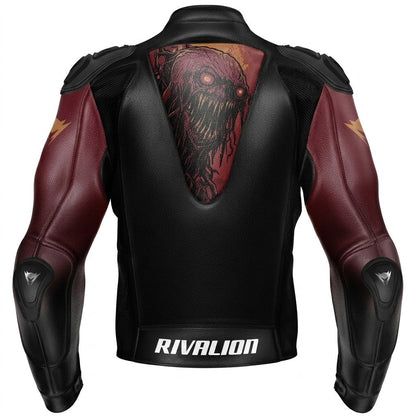 Creature Style Leather Motorcycle Racing Jacket Removable Protection