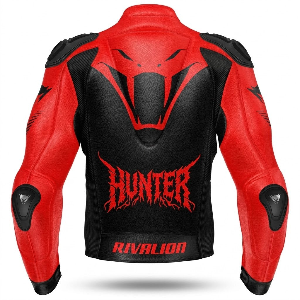 Red Snake Venom Motorcycle Racing Leather Jacket Custom Design Removable Protection