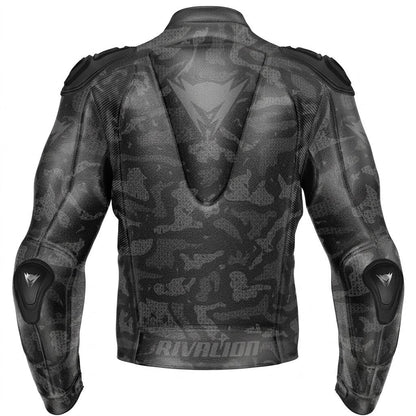 Camo Cowhide  Kangaroo Leather Motorcycle Jacket with Removable Protections