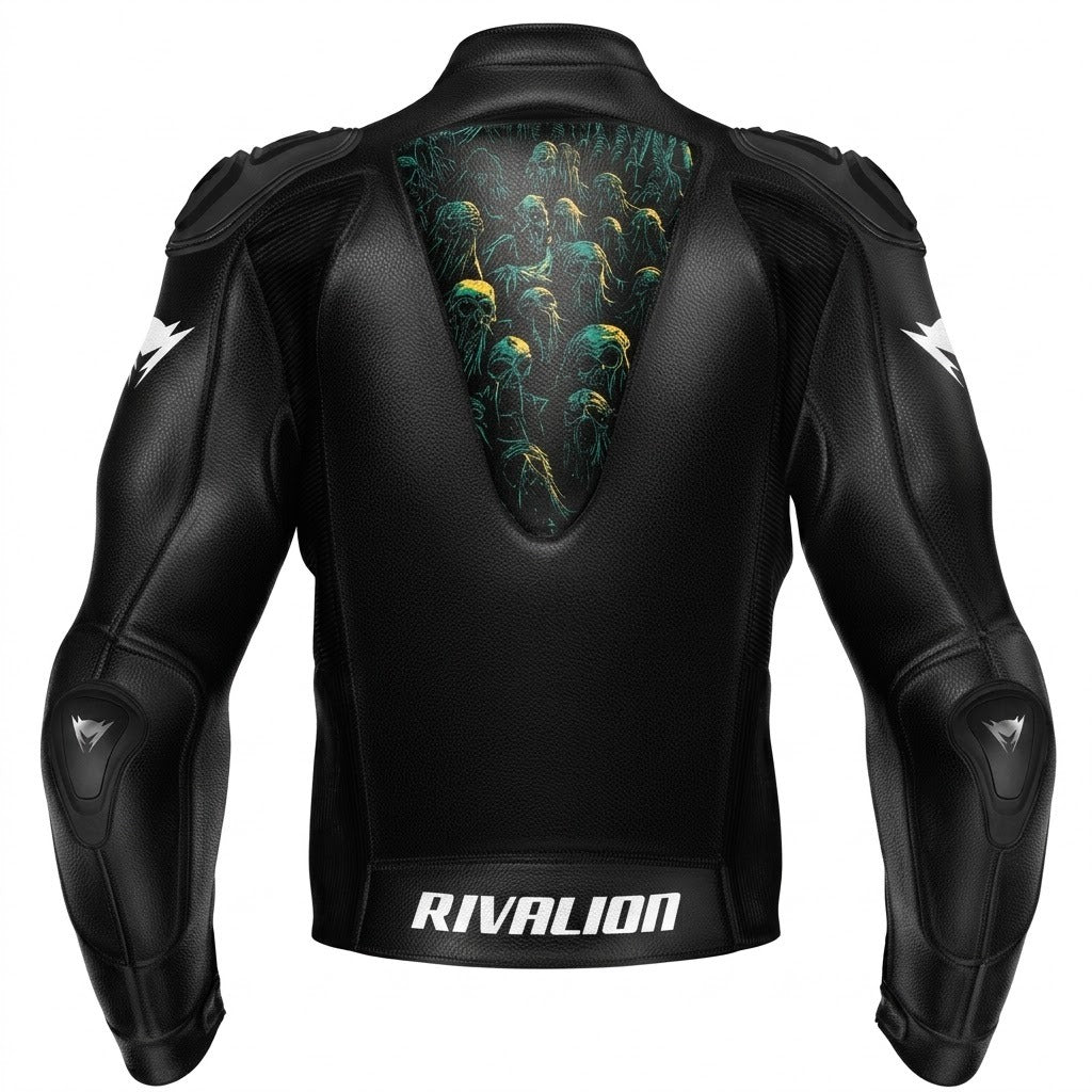 Creature Style Motorcycle Racing Leather Jacket with Removable Protection