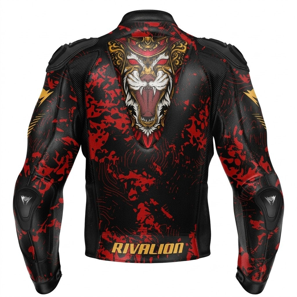 Lion King Motorcycle Leather Racing Jacket Removable Protection
