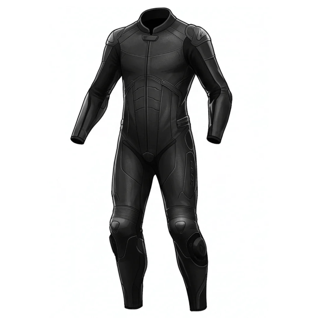 Black Leather Motorcycle Racing Suit for Ultimate Protection