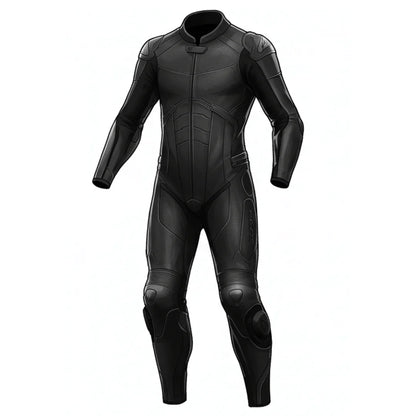 Black Leather Motorcycle Racing Suit for Ultimate Protection