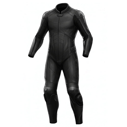 Black Leather Motorcycle Racing Suit for Ultimate Protection