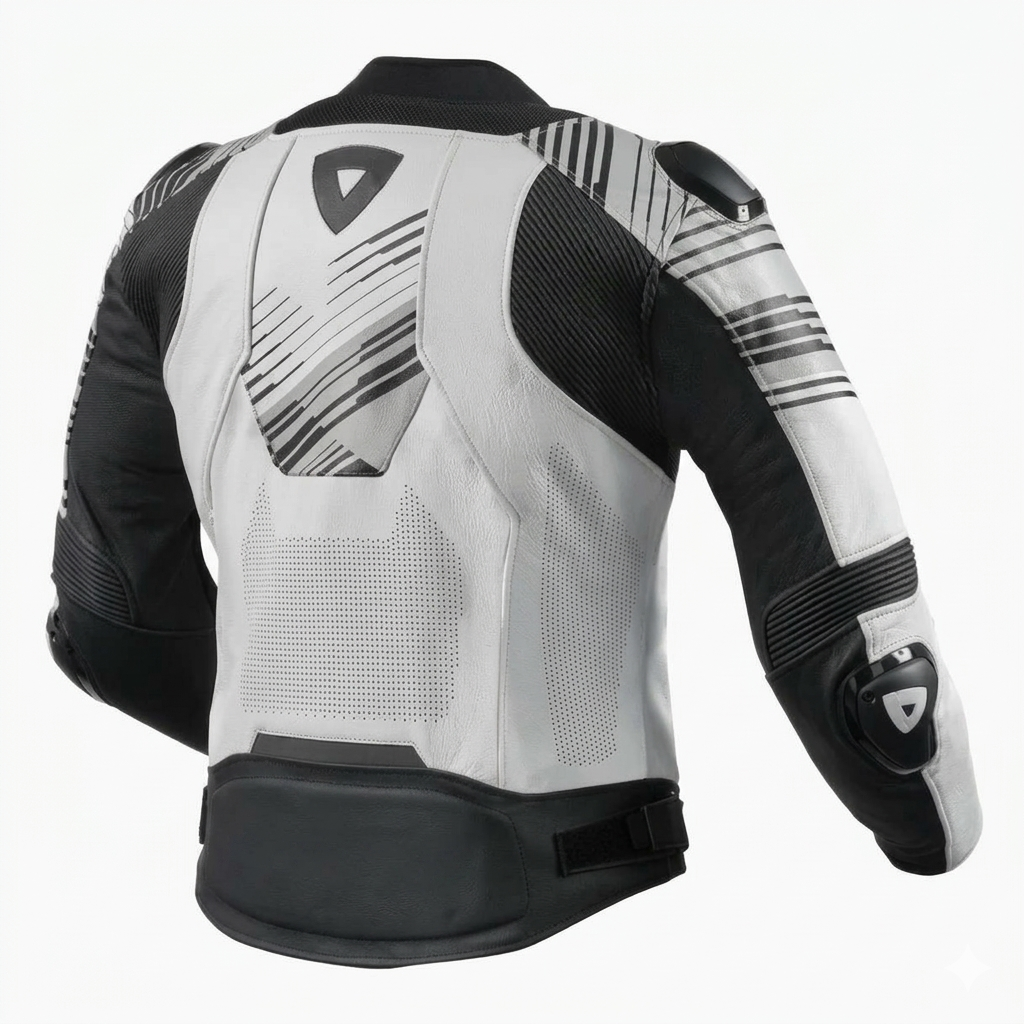 Men's Performance Perforated Leather Racing Jacket - Arctic Speed Edition with Armored Protection