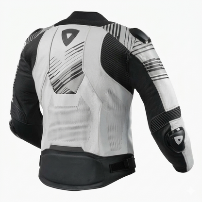 Men's Performance Perforated Leather Racing Jacket - Arctic Speed Edition with Armored Protection