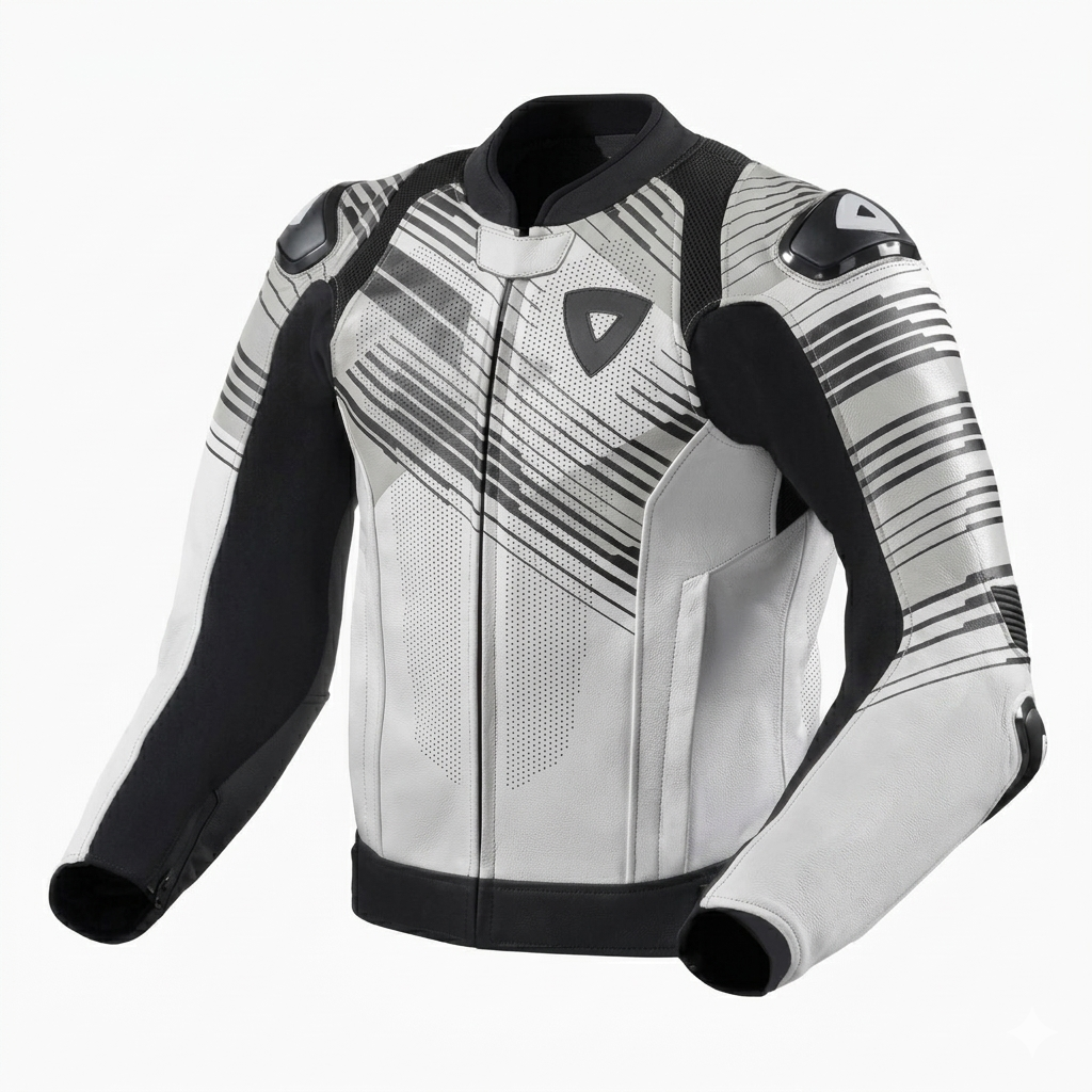 Men's Performance Perforated Leather Racing Jacket - Arctic Speed Edition with Armored Protection