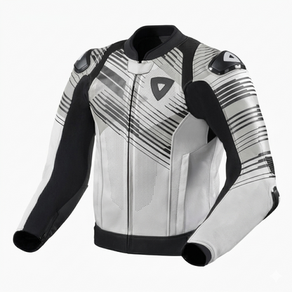 Men's Performance Perforated Leather Racing Jacket - Arctic Speed Edition with Armored Protection