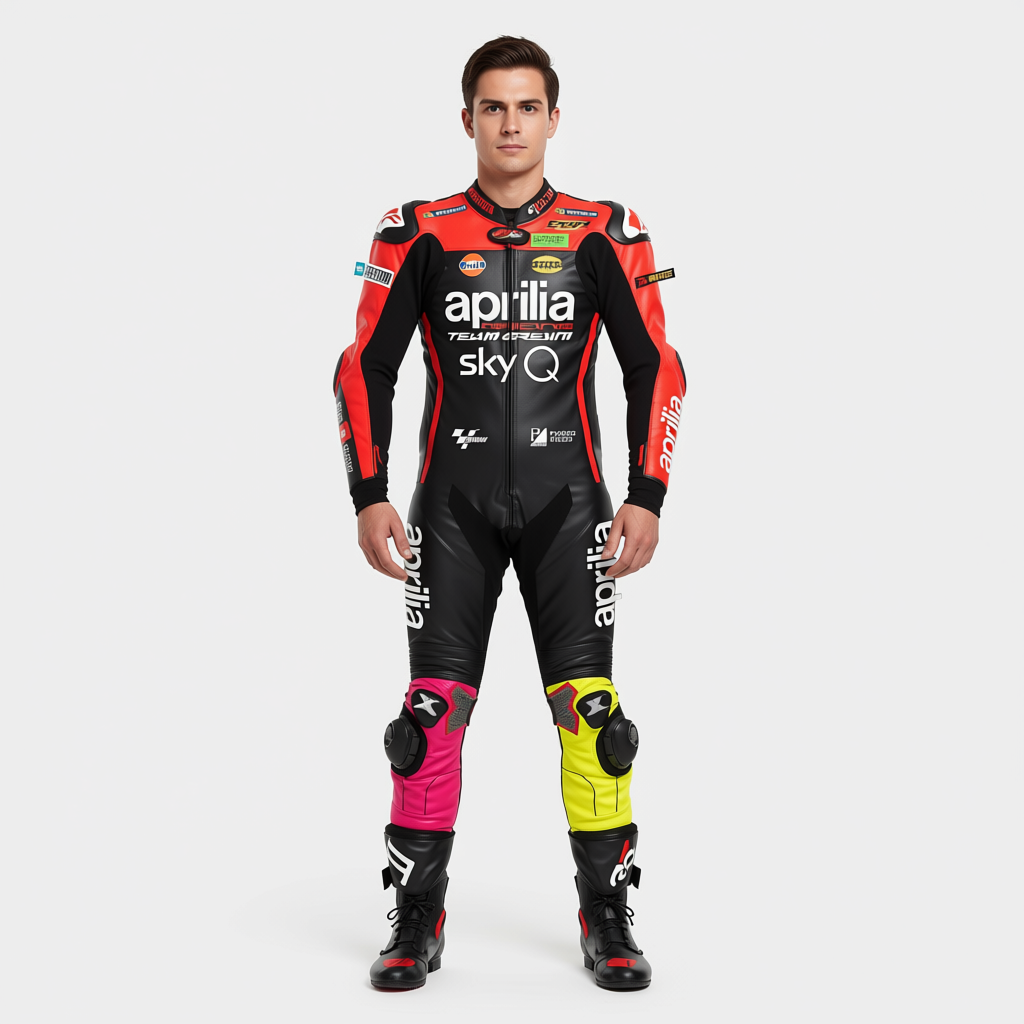 Racing motorcycle suit with CE protection and premium leather for safety and comfort