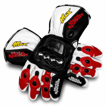 Racing leather gloves Max Biaggi GP 1995 design close-up
