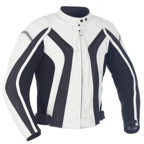 Men's Arctic Stealth Leather Motorcycle Jacket - Dual-Tone Armored Racing Gear